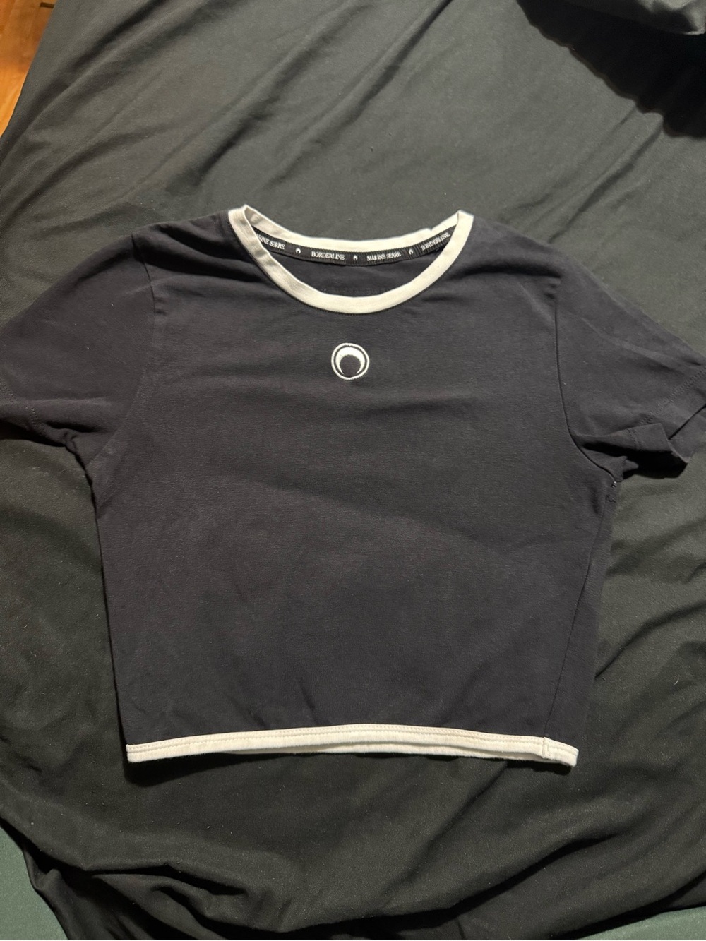 Marine Serre Black Crop Top with White Trim - Picture 2 of 4